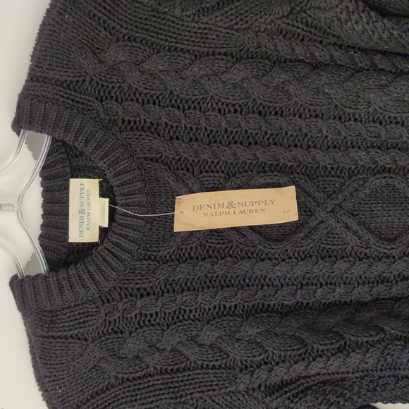 Ralph Lauren black cableknit sweater cotton crewneck sweater black sweat… - Picture 7 of 8